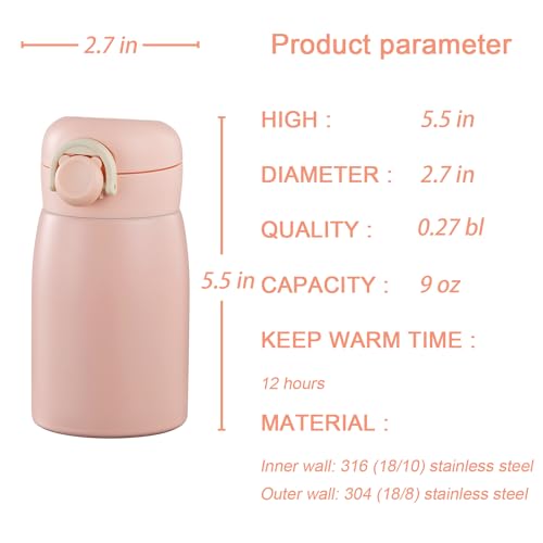 9 oz Mini Water Bottle Small Stainless Steel Thermoses