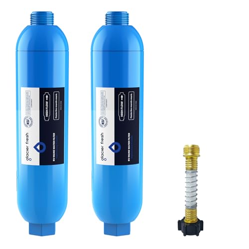RV Marine Water Filter with 1 Flexible Hose Protectors 2 Pack (2 Count)
