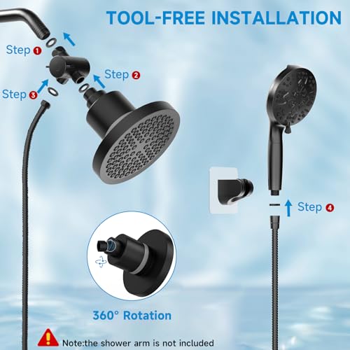 Filtered Shower Head With Handheld Spray Combo for Hard Water