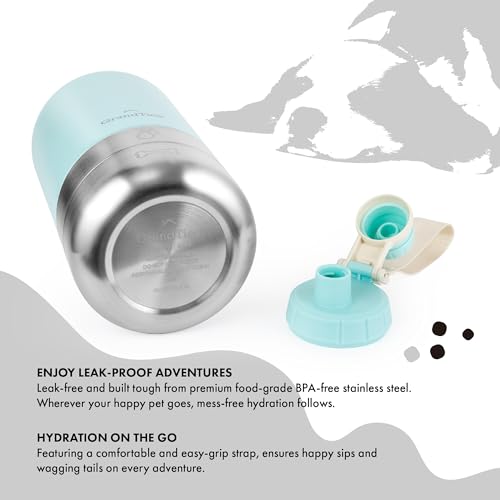 Insulated Portable Dog Water Bottle with 2 Detachable Water Bowl Dispenser