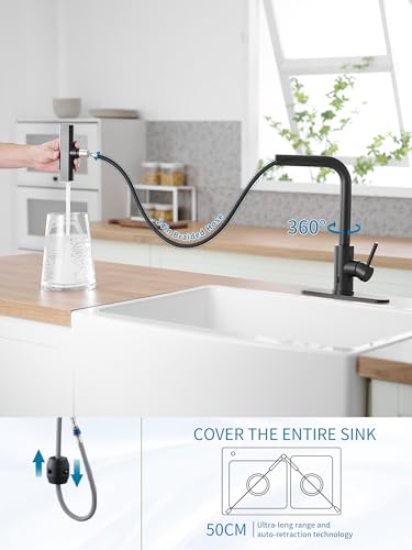 Touchless Black Kitchen Faucets with Pull Down Sprayer