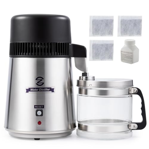 4L Brushed Stainless Steel 750W Countertop Water Distiller