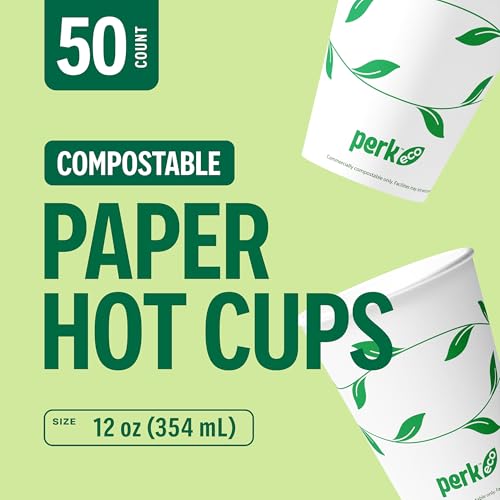 Eco Compostable Paper Hot Cups (50 Count)