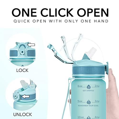 Plastic Water Bottle With Straw & Time Marker