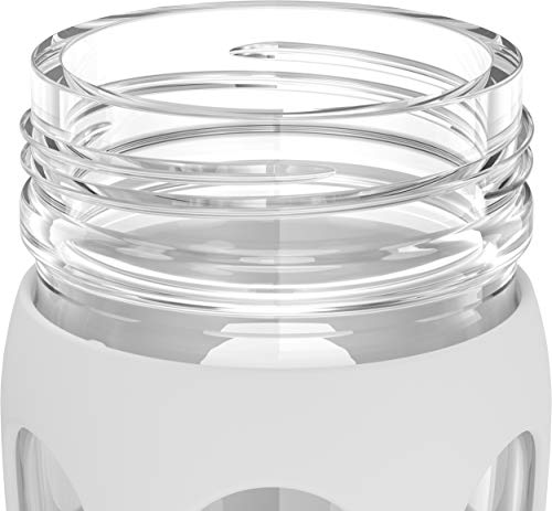 22-Ounce BPA-Free Glass Water Bottle with Classic Cap and Protective Silicone Sleeve, White