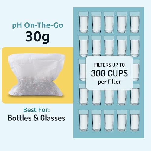 pH ON-The-GO Portable Alkaline Water Filter Pouch, High pH Water Alkalizer for Bottles, Jugs, Pitchers - Filters 98 Liters / 26 Gallons (3-Pack) (3 Count)