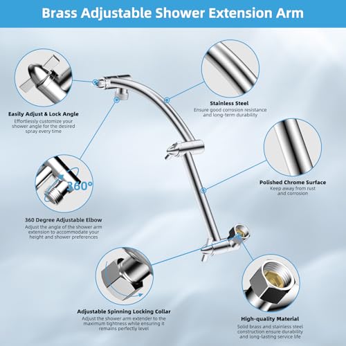All Metal 8'' Rain Shower Head with 16'' Extension Arm