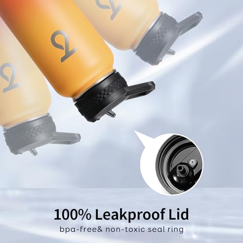 Insulated Water Bottle 32 oz with 3 Lids