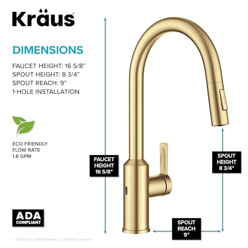 Brushed Brass Touchless Pull Down Kitchen Faucet KSF