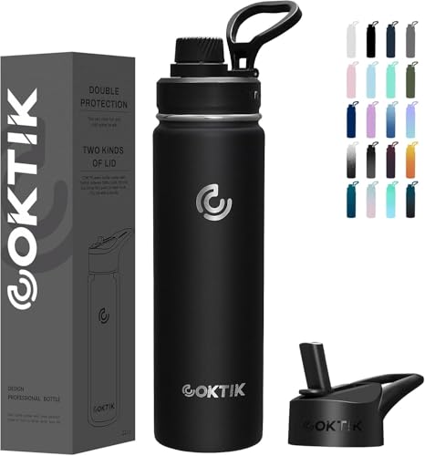 40 Pack 22 oz Sports Water Bottle With Straw (40 Count)