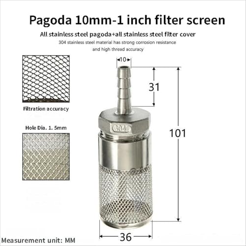 304 Stainless Steel Water Pump Filter Hose End Strainer Barbed Inline Mesh Screen