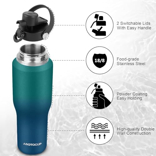 Insulated Water Bottle 32oz with Straw