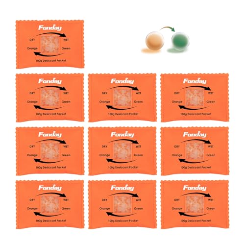 100Gram 10Packets Fonday Moisture Indicating Silica Gel Desiccant Packs (10 Count)