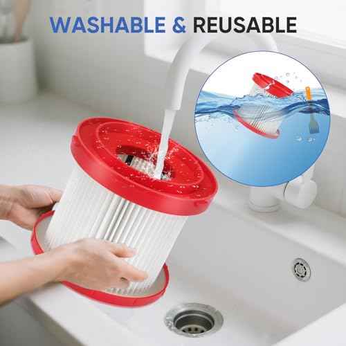 4 Pack 49-90-1900 Wet Dry Vacuum Filter Compatible With Cordless M18 Vacuum 0780-20 0880-20, with 8 Foam Sleeve Filters & 1 Brush
