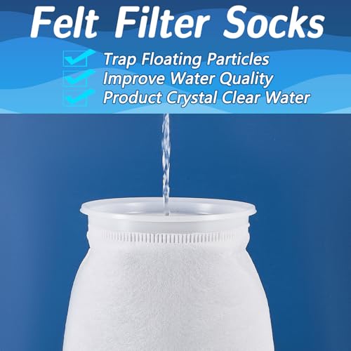 16 Pack Ring Filter Socks 200 μm Aquarium Filter Bags Aquarium Socks for Tank Sump Saltwater Freshwater (16 Count)