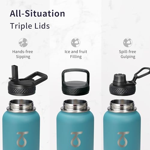 Water Bottle Insulated 40 oz with 3 Lids