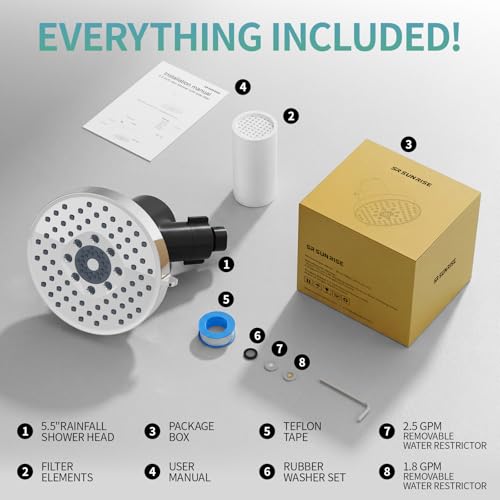 5.5 Inch Filtered Shower Head with Filters