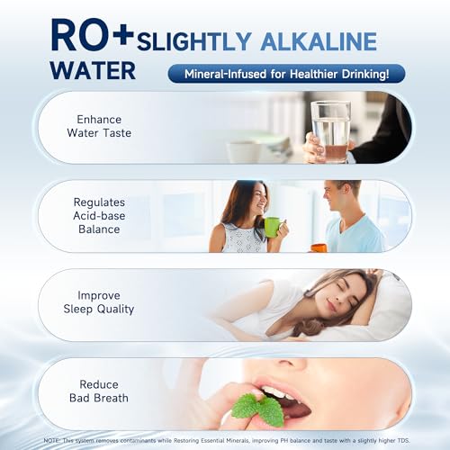 USF-4RF-100 100 GPD Alkaline Reverse Osmosis System 3: 1 Pure to Drain Under Sink Water Filtration System with Dedicated Faucet