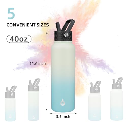40oz Insulated Water Bottle with Straw Lid