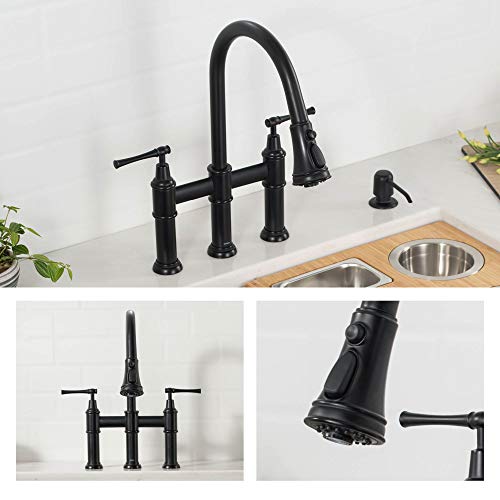 Allyn Transitional Bridge Kitchen Faucet with Pull