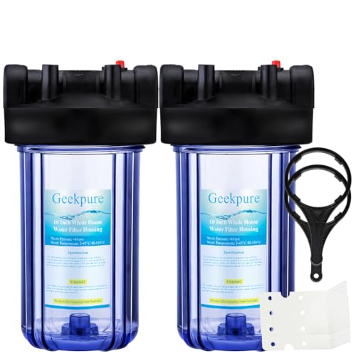 10 Inch Whole House Clear Water Filter Housing with Wrench and Bracket (2 Count)