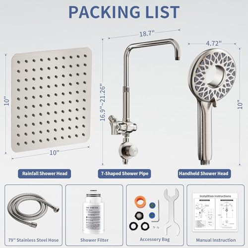 Filtered Rain Shower Head with Handheld Spray Combo