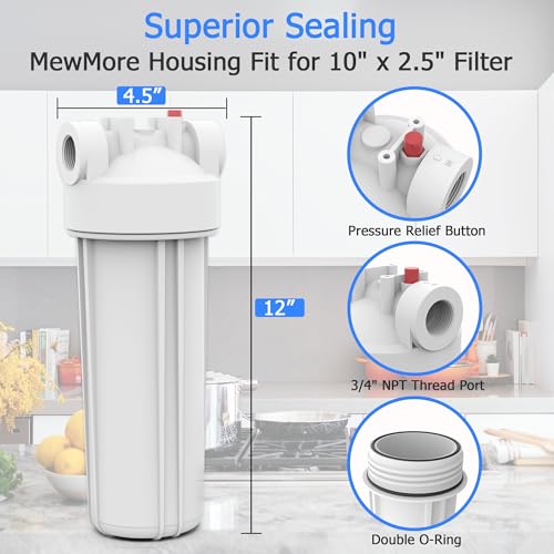 FHW10 Whole House Water Filter Housing Fit 10"x2.5" Sediment etc Filters