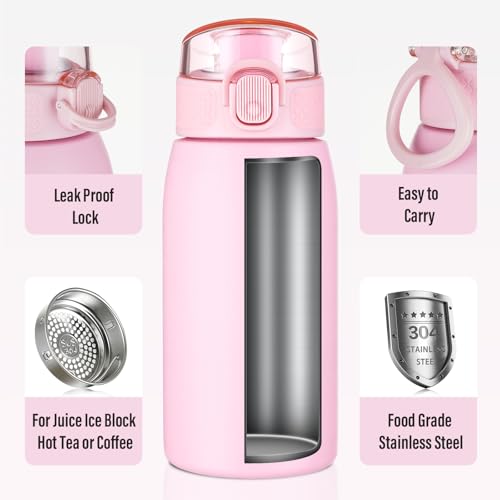 Insulated Water Bottle 12 oz with Dustproof Lid