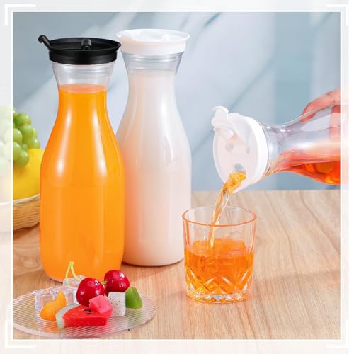 6 Pcs Plastic Water Carafe with Lid 32 Oz Clear (6 Count)