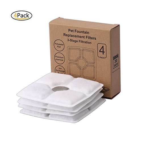 4 Packs Cat Fountain Filter Flower Pet Fountain Replacement Filters Activated Carbon Water Dispenser Filters (4 Count)