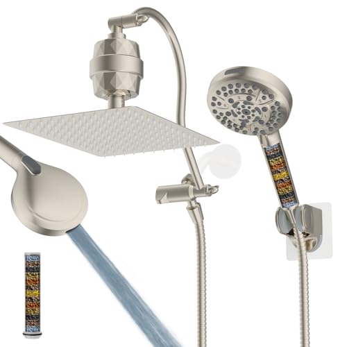 All Metal 12'' Filtered Rainfall Shower Head Combo