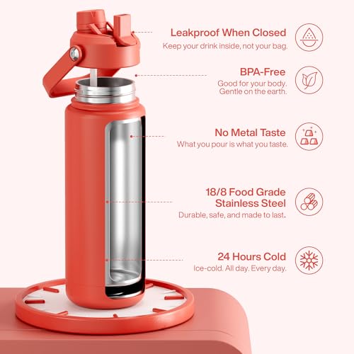 Insulated Water Bottle with Straw Stainless Steel Water Bottle