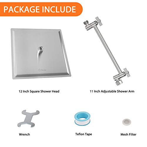High Pressure Large Stainless Steel Square Rain ShowerHead With Shower Arm Waterfall Full Body Coverage Easy to Clean and Install
