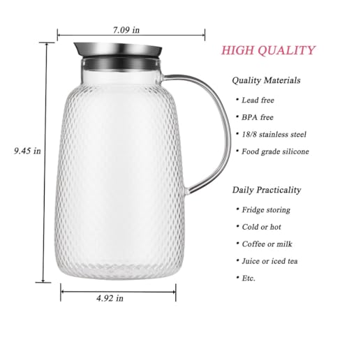 Pineapple Series 78 Oz Borosilicate Glass Pitcher with Lid