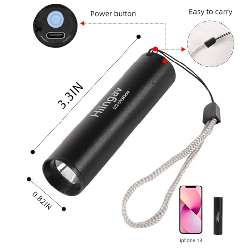 4 Pack Rechargeable Black Flashlight Small UV Black Flash Light 395 NM 365 NM Mini Blacklight Flashlights USB C Charging LED Handheld Torch for Pet Dog Urine Resin Curing Fluorescent Detection (4 Count)