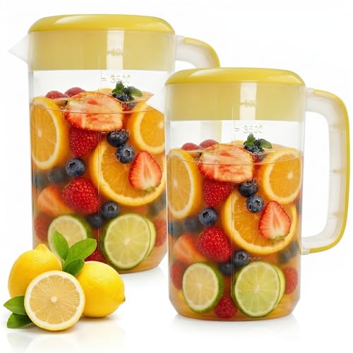 2 Pack 1 Gallon Plastic Water Pitcher with Lid (2 Count)