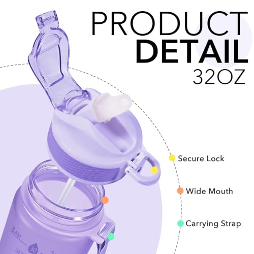 Plastic Water Bottle With Straw & Time Marker