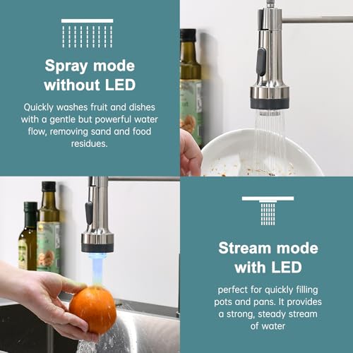 Led Kitchen Faucet with Soap Dispenser Brushed Nickel