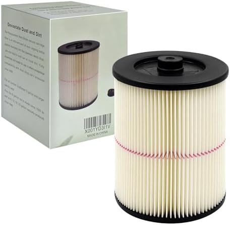 17816 9-17816 Red Stripe Vacuum Cartridge Filter Compatible Craftsman Shop Vac Wet/Dry Vacuum Models 5, 6, 8, 12, and 16 32 Gal. Vacuums produced since 1988 8.5 Inches- White/Red - AquaVibe