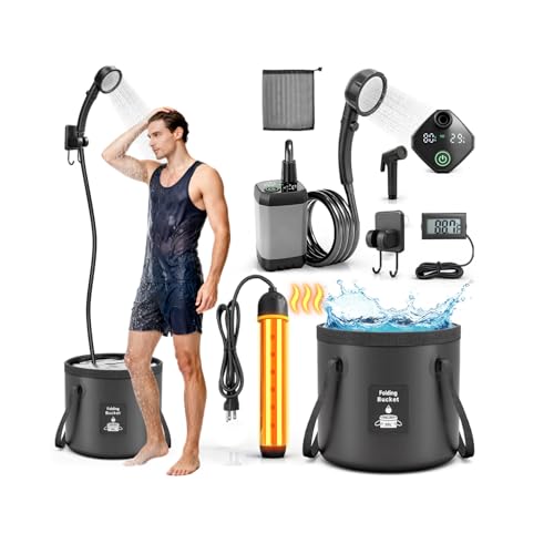 Portable Shower with Heater 1500W Camping Water Heater with Shower Head 3 Spray Modes