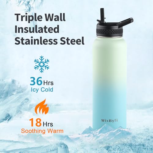 40 oz Insulated Water Bottle with Straw
