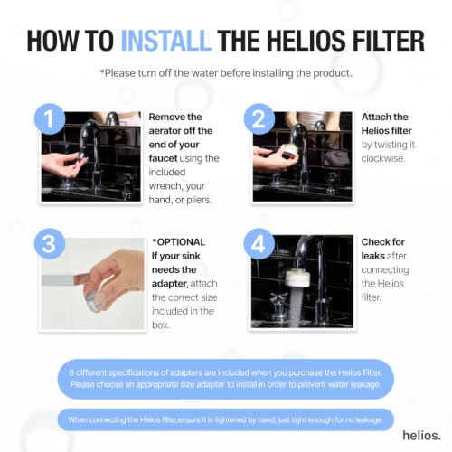 Helios Water Filter for Sink Faucet with Vitamin C Infusion Made in Korea