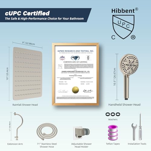 All Metal cUPC Certified High Pressure Rainfall 10'' Shower Head