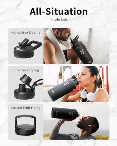 Water Bottle Insulated 87 oz with with 3 Lids