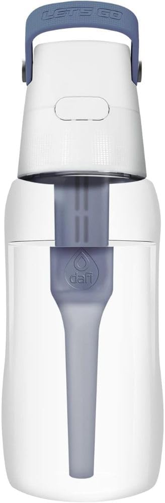 Dafi Filtered Water Bottle with Straw 17 oz - Sports Water Bottle Reusable with Carbon Filter for Gym, Travel, Daily Use - Leakproof, BPA-Free with Hypoallergenic Mouthpiece & Carrying Handle - Gray