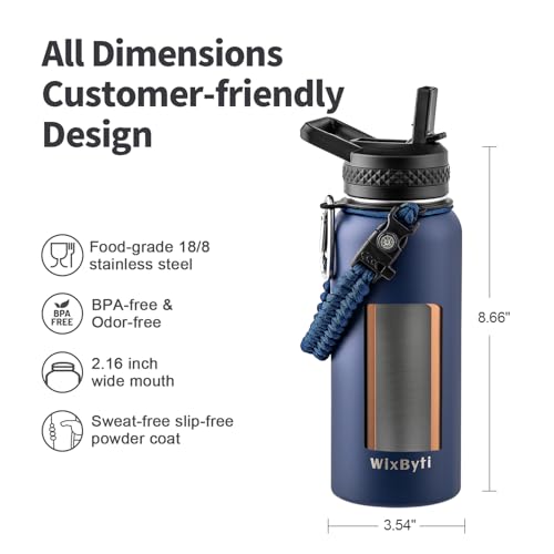 32 oz Insulated Water Bottle with Straw