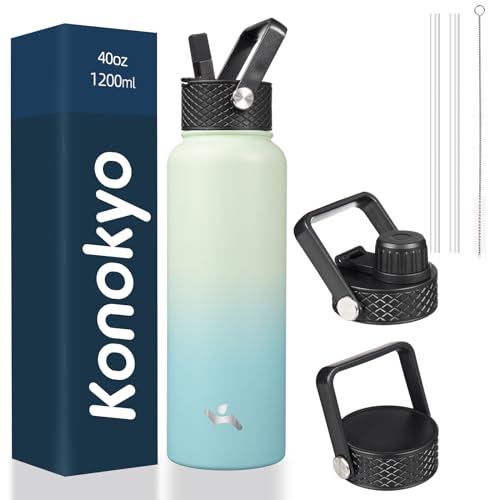 40 oz Insulated Stainless Steel Water Bottle with Straw Lid