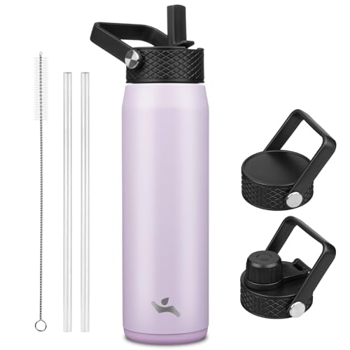 25 oz Insulated Stainless Steel Water Bottle with 3 Lids