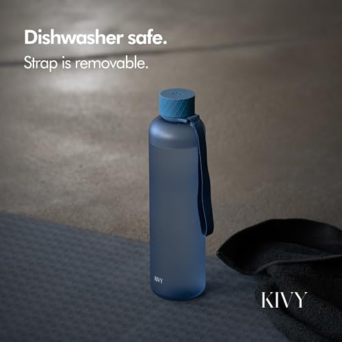 Slim Water Bottle 32oz [Lightweight & Shatterproof] Fits Backpack & Cupholder for Travel