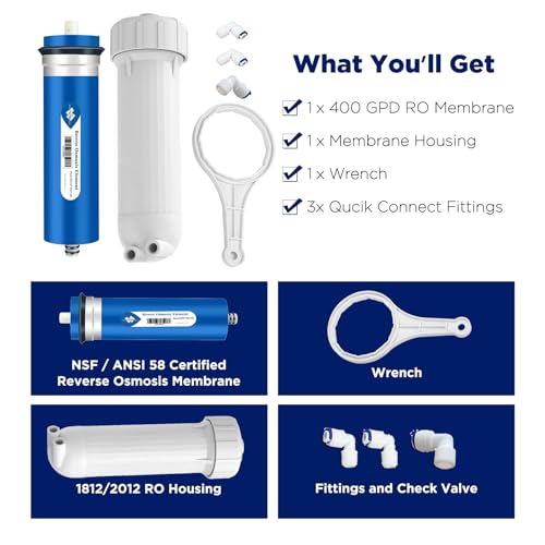 400 GPD RO Membrane and 3012 Housing Kit (4 Count)